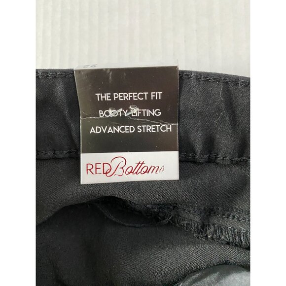 Red Bottoms Black High-Waist Booty-Lifting Stretch Jeans Size 22 Western Biker - Picture 6 of 15